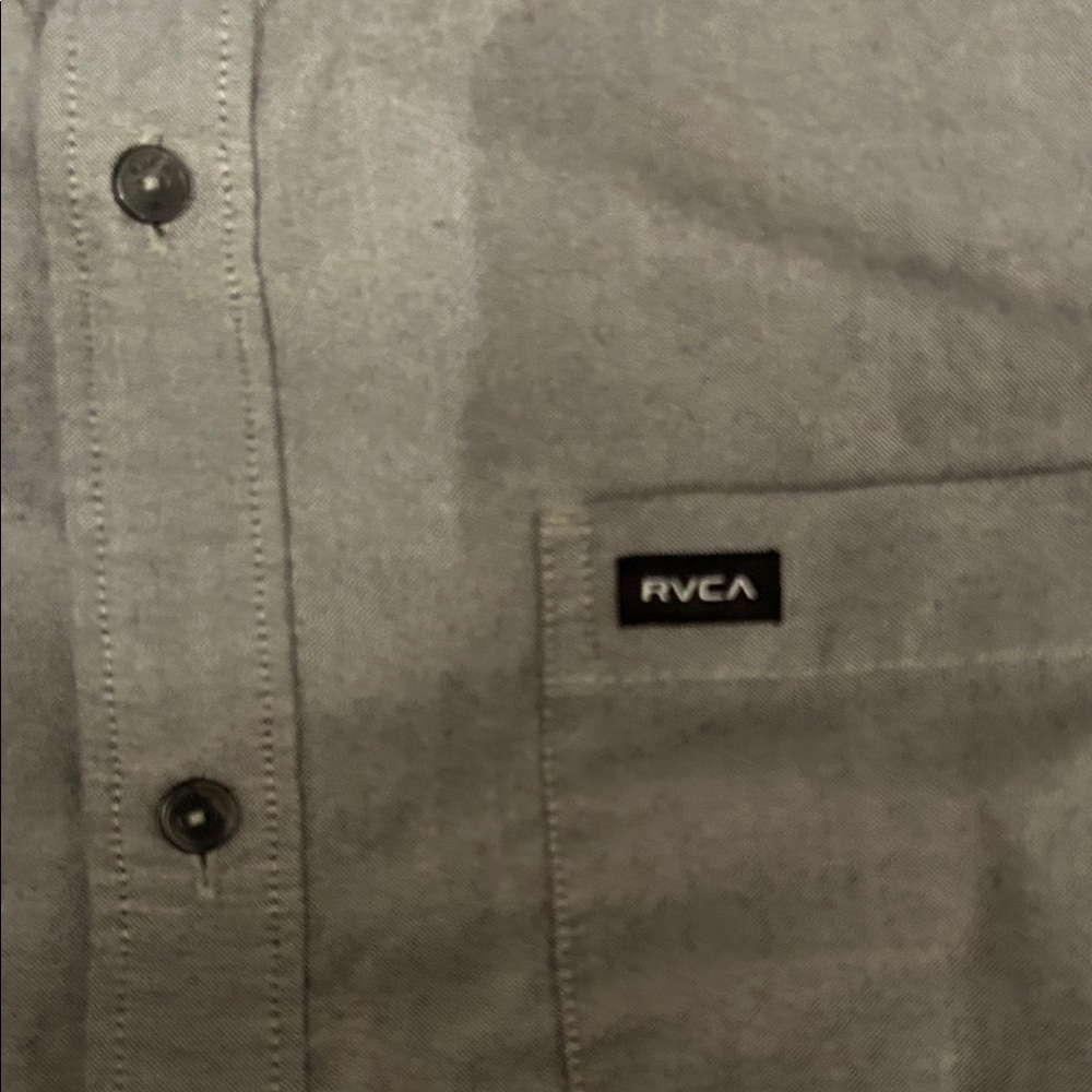 RVCA Men's Charcoal Button-Down Shirt - Picture 2 of 5